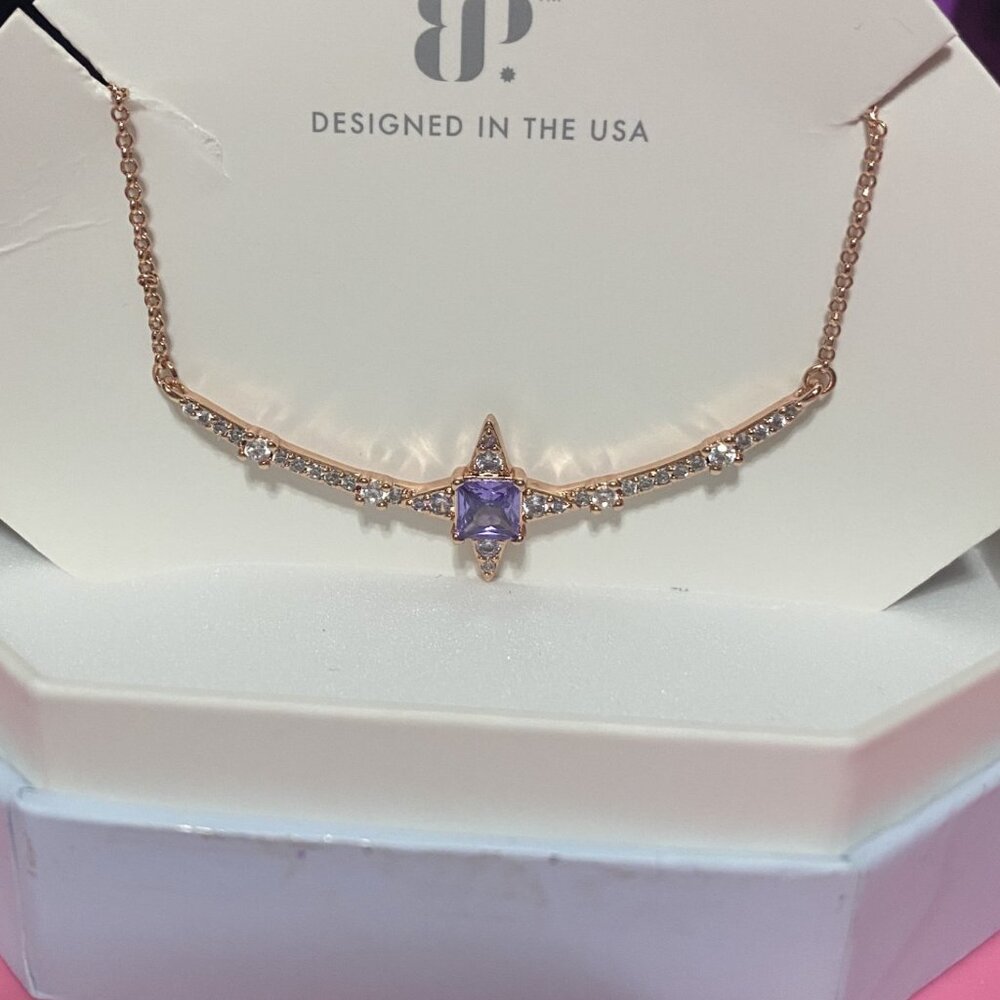 Play it Back Purple Topaz CZ Rose Gold Plating BP OG Necklace Bomb Party